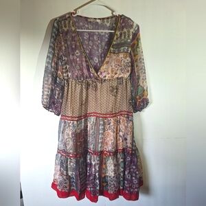 Lucy Paris Boho Colorful Dress for Women. Size Small